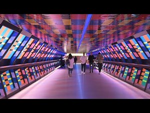 Elizabeth Line Crossrail Place Tunnel at Canary Wharf - London - 4K
