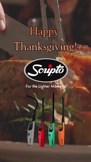 Scripto® Lighters on Instagram: "Happy Thanksgiving! 🦃🍂 May your holiday be stuffed with joy and lit with warmth. 🔥 #ScriptoLighters #HappyThanksgiving Products: ⚪ Scripto® Aim ‘N Flame® Max Flex 🔴 Scripto® Aim ‘N Flame® Max 🟢 Scripto® Aim ‘N Flame® Max Xlong 🟠 Scripto® Aim ‘N Flame® Max Torch Flame"