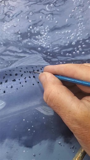 31K views · 1.4K reactions | Scale therapy today, slowly adding them to this sea trout study. I get asked a lot about painting scales, and the only way I've found it to work for me is to count them, as otherwise you'll tend to do too many or not enough, and the fish will look wrong as a result. Thankfully I love the process, and have done so many over the years that it's become a little easier. | David Miller Art | Facebook