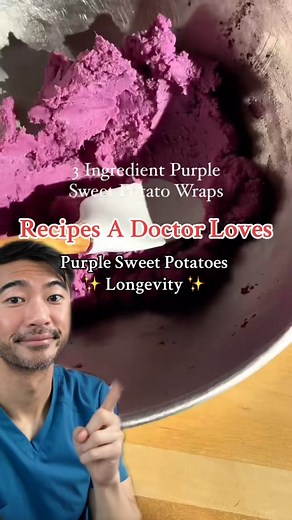Dr. Tim Tiutan | Internal Medicine on Instagram: "Purple sweet potatoes recipe - Longevity Some of the longest living people in the world (centenarians) in Japan were found to have eaten a diet rich in purple sweet potatoes (among other common themes found in the Mediterranean diet). So what’s the science behind it? In short, they’re high in: -Anthocyanins (strong antioxidants that lower inflammation and cancer risk) -Vitamin A and C (also antioxidants) -Complex carbohydrates that provide sustai