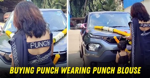 Woman Takes Delivery Of Tata Punch Wearing A 'Punch' Blouse (Video)