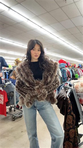 found my dream fur cardigan for only $8 😍 #thriftfinds #thrifthaul #thriftedfashion #thriftstore