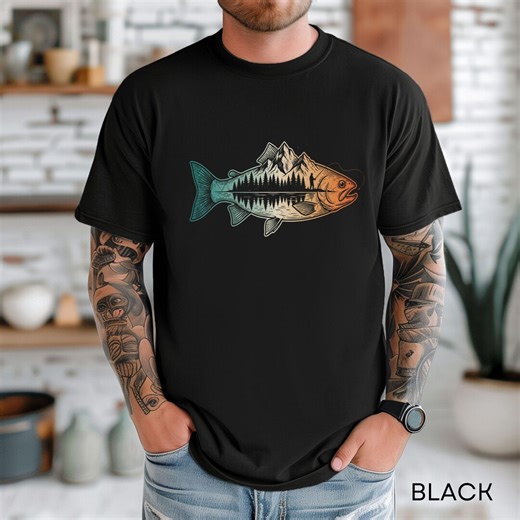 Bass Fishing Shirt, Outdoor Nature Lover Fishing Graphic T-shirt - Etsy