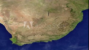 Map of South Africa with South African flag