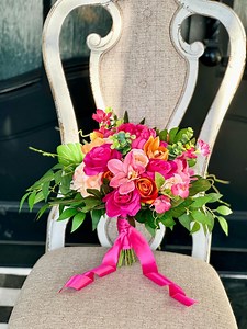 Tropical Bridal Bouquet: Hot Pink & Orange Silk Wedding Flowers - Etsy