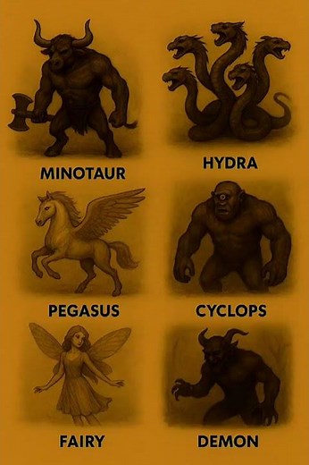 "6 Legendary Creatures from Mythology | Minotaur, Hydra, Pegasus, Cyclops, Fairy & Demon"