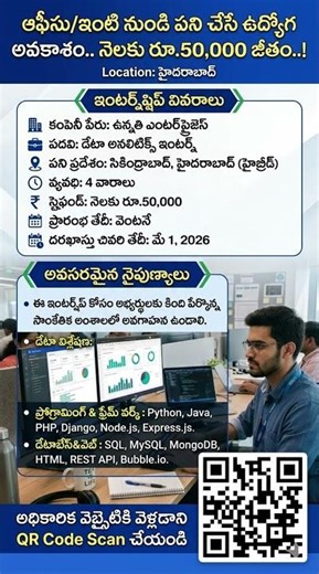 🔥Hyderabad Work From Home Job 2026 | ₹50,000 Salary 😲 Data Analytics Internship | Unnati Enterprises