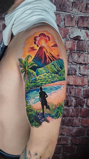Hawaii colorbomb piece by Ali Hollingsworth | Night Wolf Tattoo