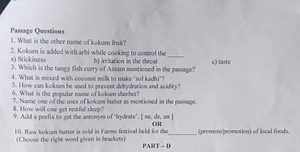 Passage QuestionsWhat is the other name of kokum fruit?Kokum ... | Filo