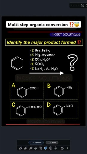 Identify the major product formed in the given multi step conversion ⁉️#chemistry #benzene #aniline