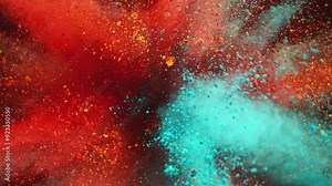 Super Slow Motion of Colored Powder Explosion with Rotating Camera. Filmed on High Speed Cinema Camera, 1000fps. Stock Video