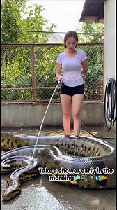 Take a shower early in the morning อาบน้ำอีกแล้ว🧽😂😂 #snake | Mod Pimolpan