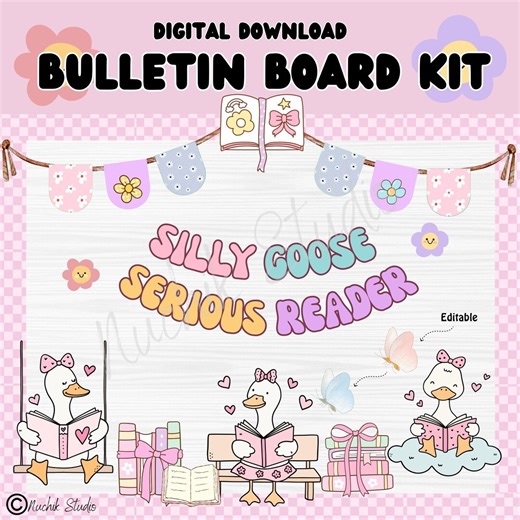 Silly Goose Bulletin Board Kit, Spring Classroom Decor, Reading Theme Printable - Etsy