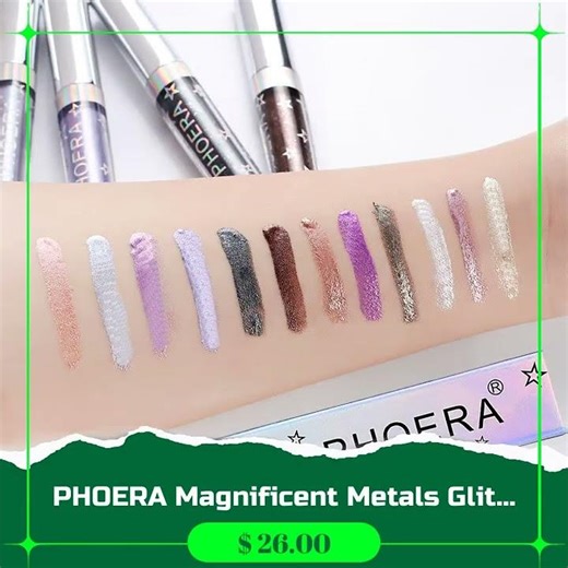 PHOERA Magnificent Metals Glitter and Glow Liquid Eyeshadow 12 Colors