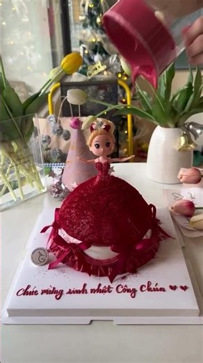 Beautiful Red Princess Doll Cake Tutorial | Elegant Birthday Cake Design 👑❤️🎂 #cakedecorating