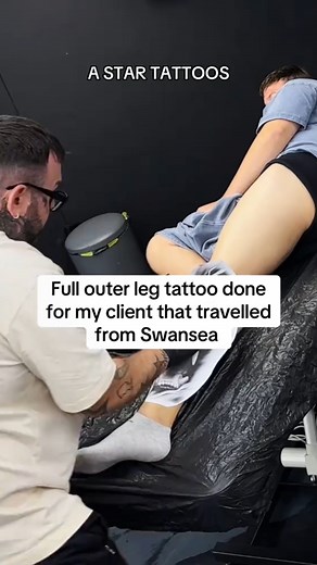 Full outer leg tattoo done for my client that travelled from Swansea #legtattoo #tattoo #swansea #fyp #tattootiktok #besttattoos #legsleeve #tattoostudio #uktattooartist | astartattoos 001