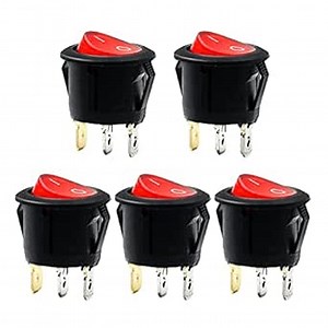 Amazon.com: Red Light SPST 3-Pin ON/Off Round Boat Rocker Switch AC 6A 250V 10A 125V 5 Pcs : Sports & Outdoors
