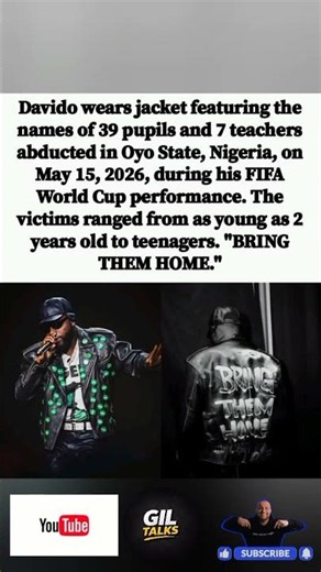 🌍🎤 DAVIDO ROCKS “BRING THEM HOME” JACKET, DEMANDING JUSTICE FOR ABDUCTED CHILDREN 💔🙏.#shorts"