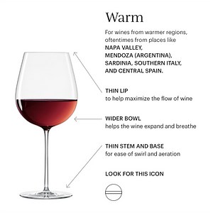 Tuscany Signature Series Warm & Cool Region Wine Glasses, Set of 2