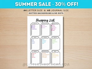 Shopping List - PRINTABLE Journal Page - Printable Grocery List - to Buy List - Printable Shopping List - to Do List - Groceries to Buy - Etsy
