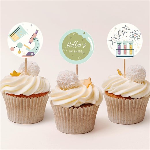 Editable Scientist Science Cupcake Toppers, Digital Template, Birthday Decor, Lab Experiment Party Decor, Printable 264 - Etsy