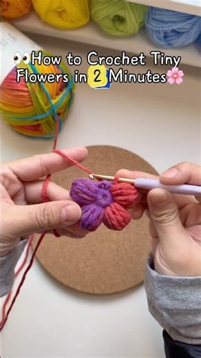 ✨ Must-See for Beginners! Crochet Tiny Flowers in 2 Minutes #HandmadeDIY #Crochet #DIYTinyFlowers #