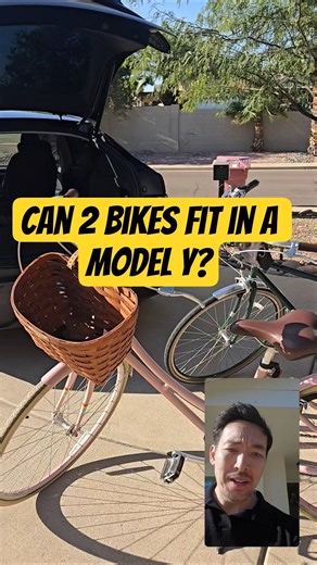 can 2 bikes fit inside a model Y with the seats down? #tesla #teslastorage #modelyjuniper