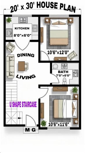 20×30 Small House Design 🔥 2BHK Smart Plan | SDHOMEIDEA #shorts