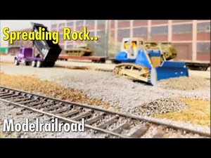 1/87 scale rc dozer spreads rock amazingly on a train layout#modelrailroad