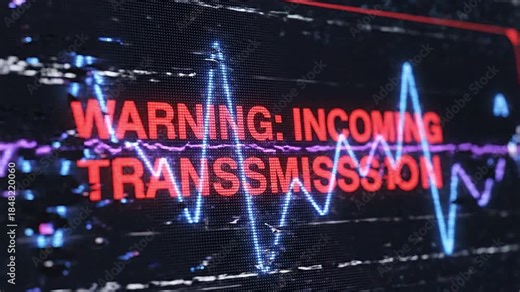 Oscillating waves interfering with a clear warning text transmission