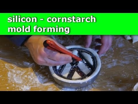 Making a silicone-cornstarch mold, mold forming.