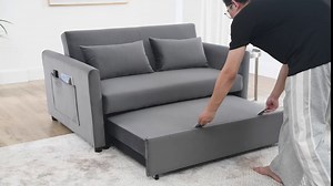 3-in-1 Futon Sofa Convertible Sleeper Couch Bed W/Pull Out Sleep Daybed, Functional Reclining Backrest Love Seat Sofa & Couch Tufted Loveseat Sofabed for home office loft rv Living Room furniture