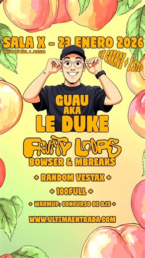 FRUITY LOOPS on Instagram: "🍒🥣 FRUITY LOOPS — EL UKG QUE VA A SACUDIR SEVILLA 🥣🍒 Este viernes 23 de Enero llega a Sala X la cuarta edición de FRUITY LOOPS, el nuevo concepto de Bowser & Mbreaks dedicado al UK Garage, 2-Step y Bassline más fresco del momento. Una noche cargada de vibras noventeras, estética rave y un line-up preparado para romper la pista desde el primer drop. 🔊💥 Sonidos dulces, graves que te empujan y una atmósfera cargada de energía muy fruity y, sobre todo, muy buen roll