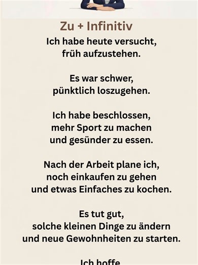 „zu   Infinitiv“ in real German ✨ A short, calm story that shows how Germans really use „zu   Infinitiv“ in everyday sentences — naturally, in context, and without grammar rules. A2–B1 | Deutsch mit Frau Lena#deutschlernen #learnGerman #germanshort #B12 #alltagsdeutsch #zu #infinitiv