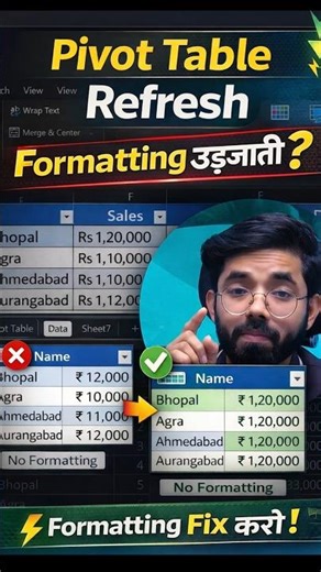 Pivot Formatting Udd Jaati Hai? 😲 #excel #pivot #computer