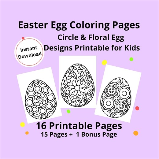 Floral, Circle Easter Egg Coloring Pages Printable Patterns Relaxing Creative Spring Activity - Etsy