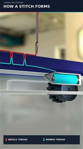 How a Sewing Machine Makes a Stitch #machine #mechanicaldesign #shorts