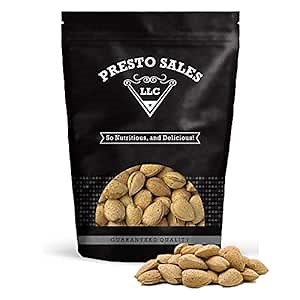 Almonds, "Fresh off the tree" In shell Raw, Perfectly Natural, Quality, Ideal snack for Adults and Kids, packaged in a 4 lbs. (64 oz.) resealable pouch bag for freshness by Presto Sales LLC