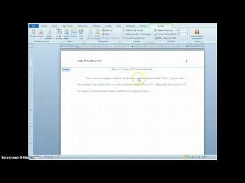Creating a Header and Title Page in 6th Edition APA