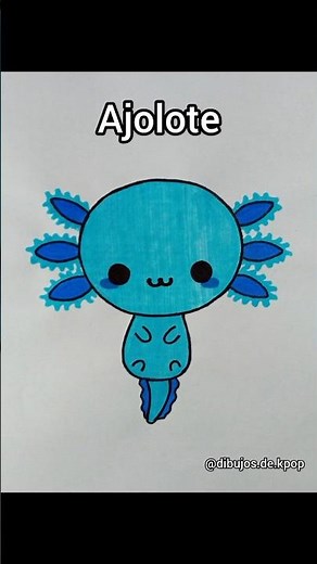 I draw a light blue axolotl. Easy and quick. #axolotl #drawing