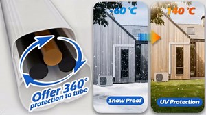 4'' 16 Ft Mini Split Line Set Cover with Flexible Pipe, Upgrade PP Heat-Resistant & Paintable, Central AC and Heat Pumps-Full Set, No Other Parts Needed