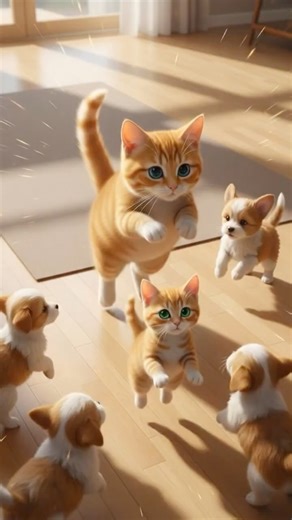 Cat Family & Puppies Workout to Remix Music. #cat #cats #catvideos #catshorts