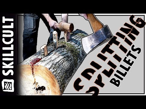 Splitting Choice Axe Handle Blanks From An Oak Log & Shaping Wooden Wedges