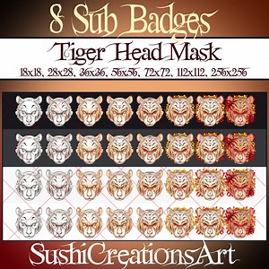 8 Steampunk Tiger Head Mask Twitch Sub Badges, Fire Tiger Twitch Overlay, Wild Animal, Red Spider Lily Stream Gamer Vtuber OBS Youtube Kick - Etsy UK