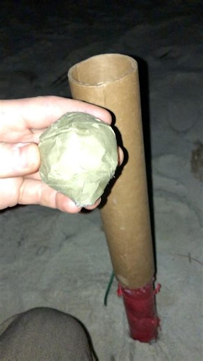 Homemade 2” ballshell with nishiki and green star #fireworks #pyro #pyrotechnics