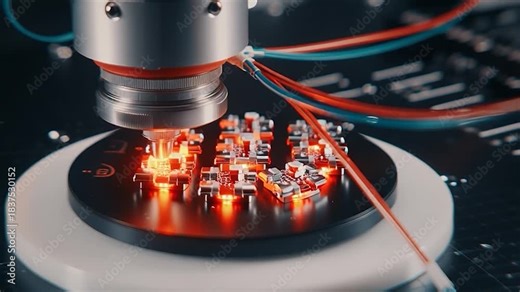 Advanced Microchip Manufacturing Process with Laser Technology.