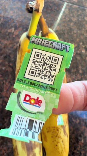 Do you collect Minecraft stickers on bananas? I never noticed these before. Is this a new thing? Is it only bananas? 🍌 I have so many questions. Disclaimer: I don’t like to eat bananas when they’re this ripe. I like my bananas on the greener side. #minecraft #minecraftsticker #banana #bananasticker