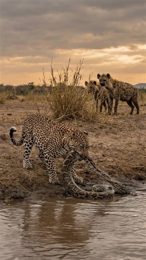Leopard bite on big python on riverside #leopard #wildlife | Amazing Wild Life