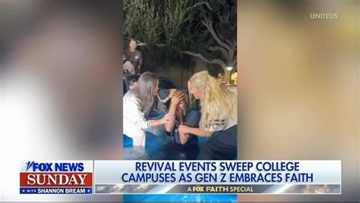shannonbream on Instagram: "A brand new survey shows Gen Z is attending worship services more than older generations. We talked with faith leaders across college campuses about what’s sparking the revival they’re seeing among young people."