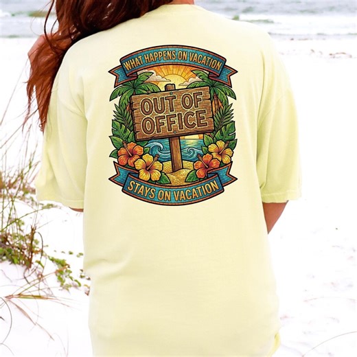 Out of Office Vacation T-shirt, Funny Travel Tee, Tropical Getaway Shirt, Summer Travel Gift, What Happens on Vacation Stays on Vacation - Etsy